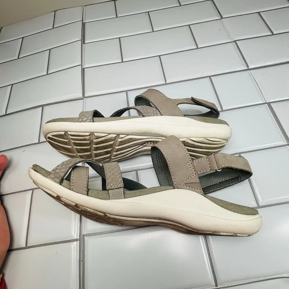 Abeo Barnett,‎ Grey Nubuck Embossed Reptile Leather-Upper Sandal-7.5N